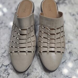 Crevo Woven Slip-On Mules in Taupe